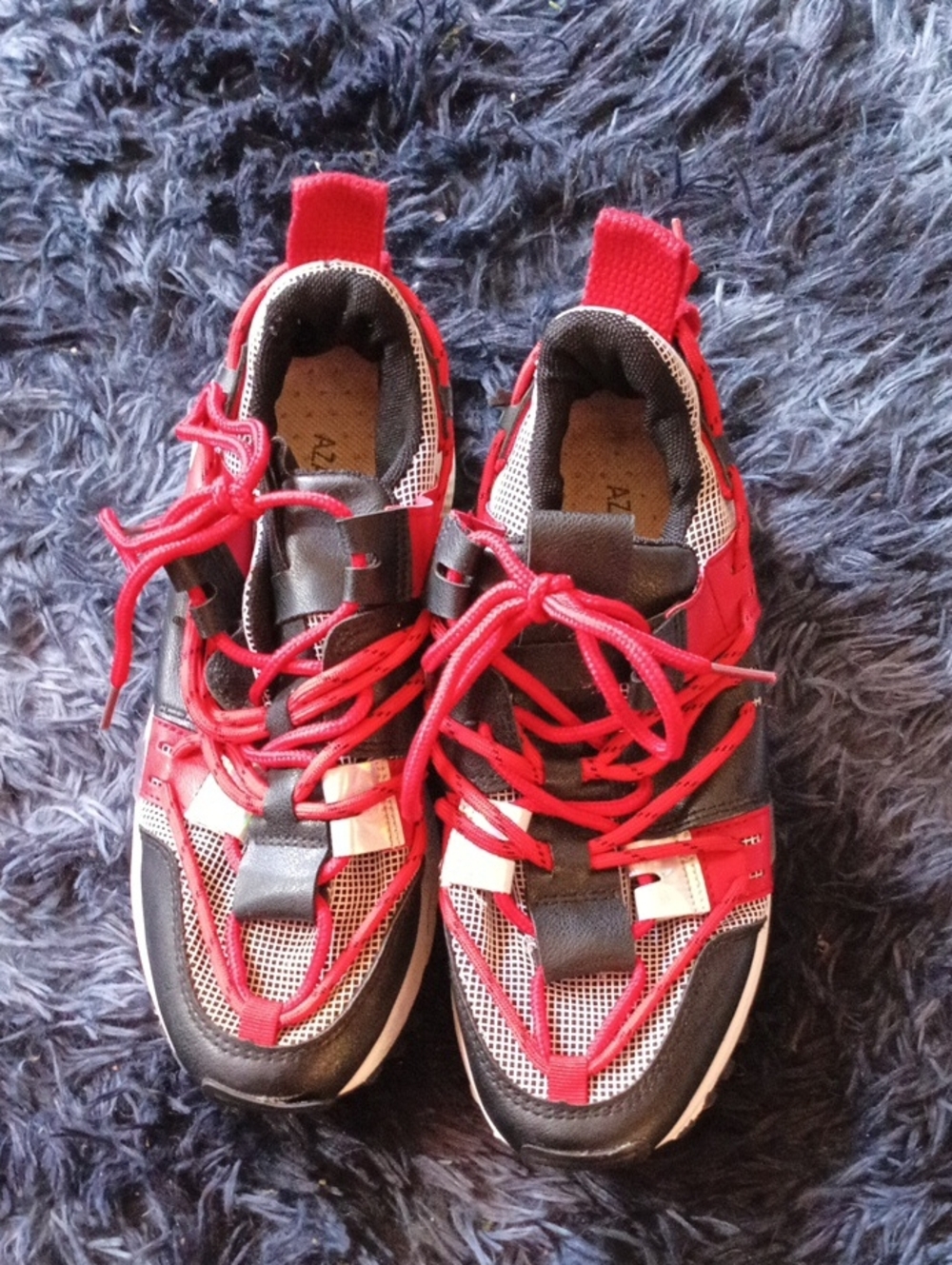 Azalea Wang Red And Black Mesh Sneakers